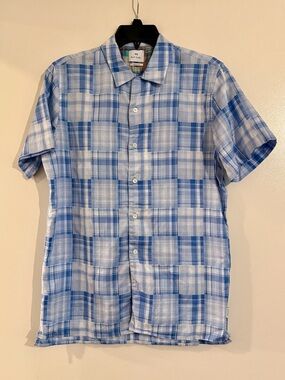 Paul Smith Blue White Plaid Short Sleeve Button-Down Shirt